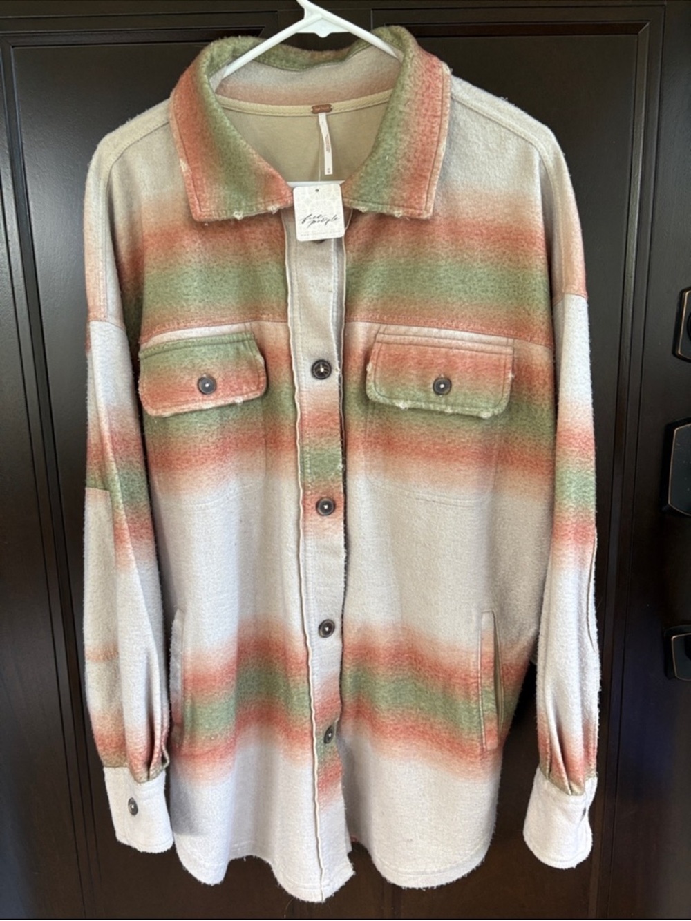 NWT Free People Ruby Striped Button Front Shacket Size Medium Retail $178.00 - Picture 4 of 11